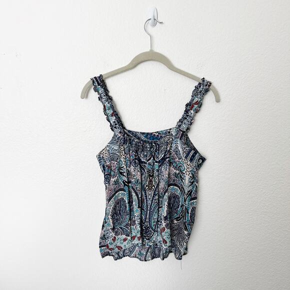 [Catherine Malandrino] Square Neck Ruffle Strap Paisley Print Tank Sz Medium M - Picture 3 of 10